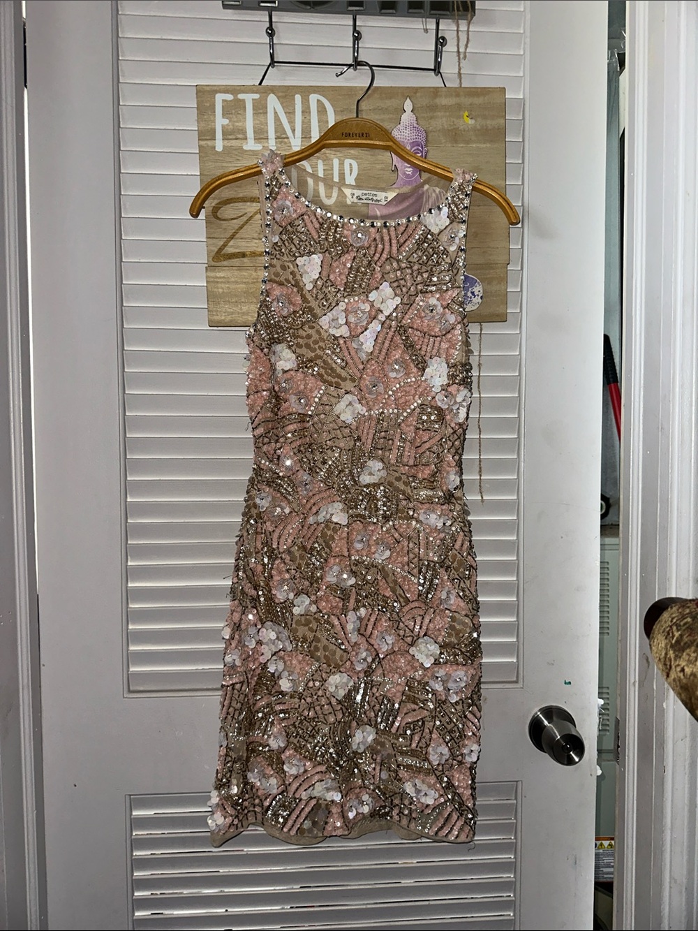 Miss Selfridge Pink Sequin & Floral Appliqué Mini Dress